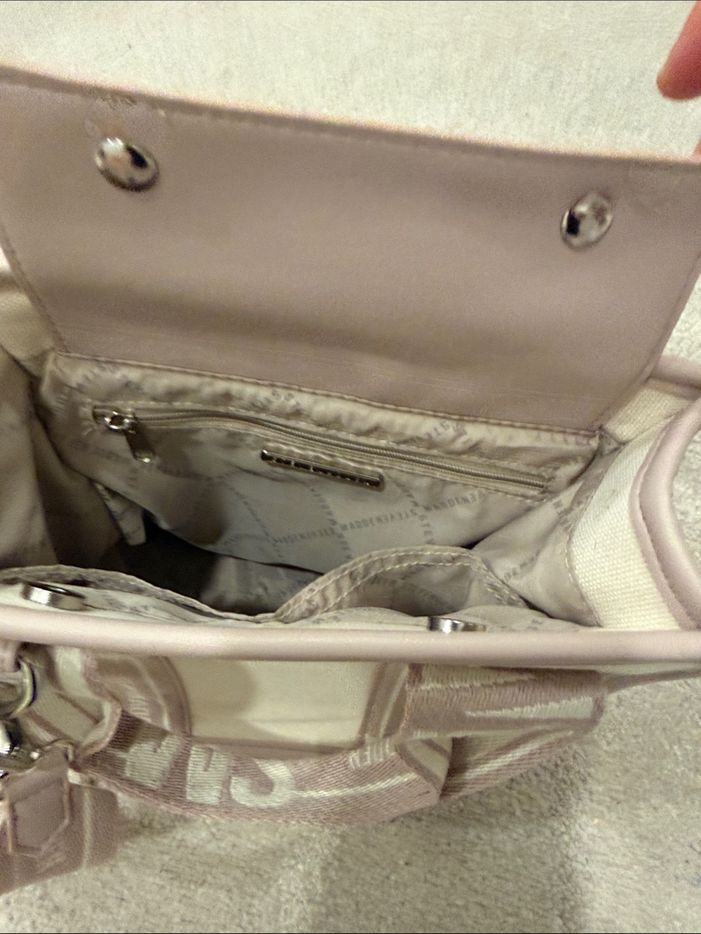 Steve Madden Cream Canvas Tote with Dusty Pink Trim - Picture 3 of 3
